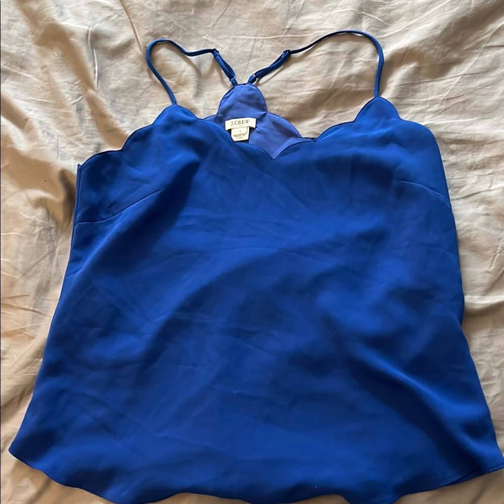 J. Crew Women's Blue Scalloped Top